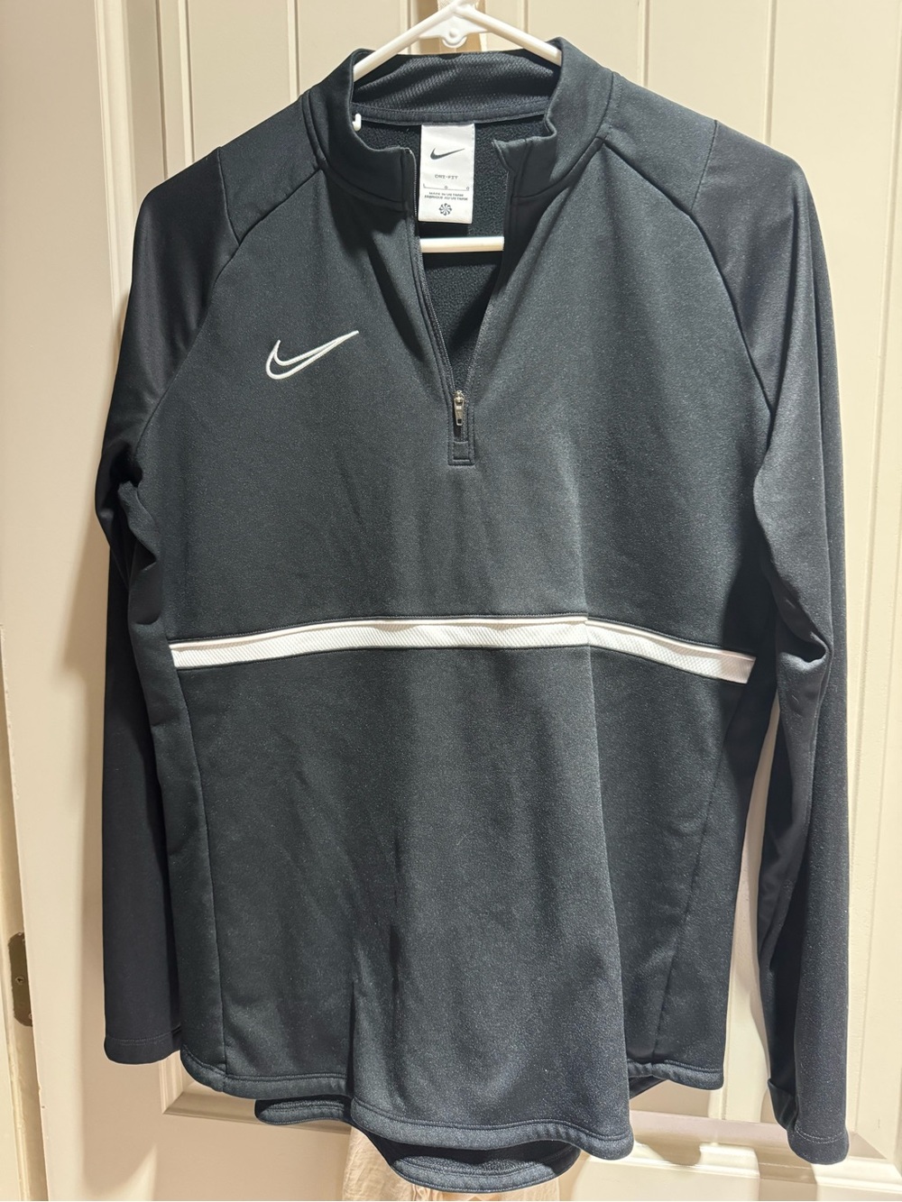 Nike Black Long-Sleeve Half-Zip Pullover with White Stripe
